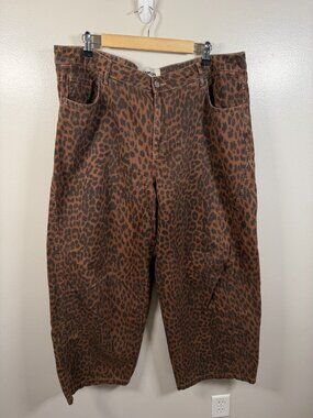 Damson Madder Dion Barrel Leg Jeans Size 18 Leopard Carpenter Cargo Denim
